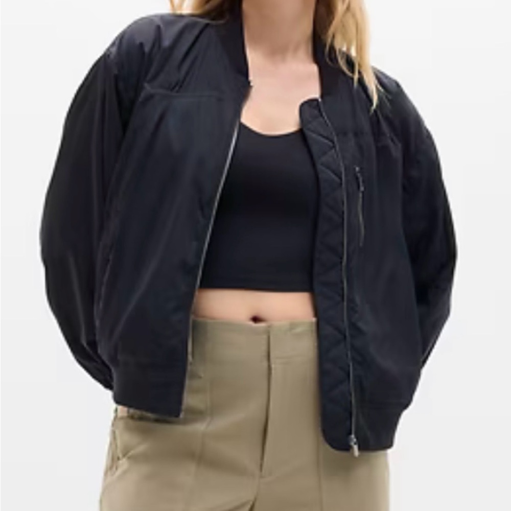 Athleta black flex bomber jacket
